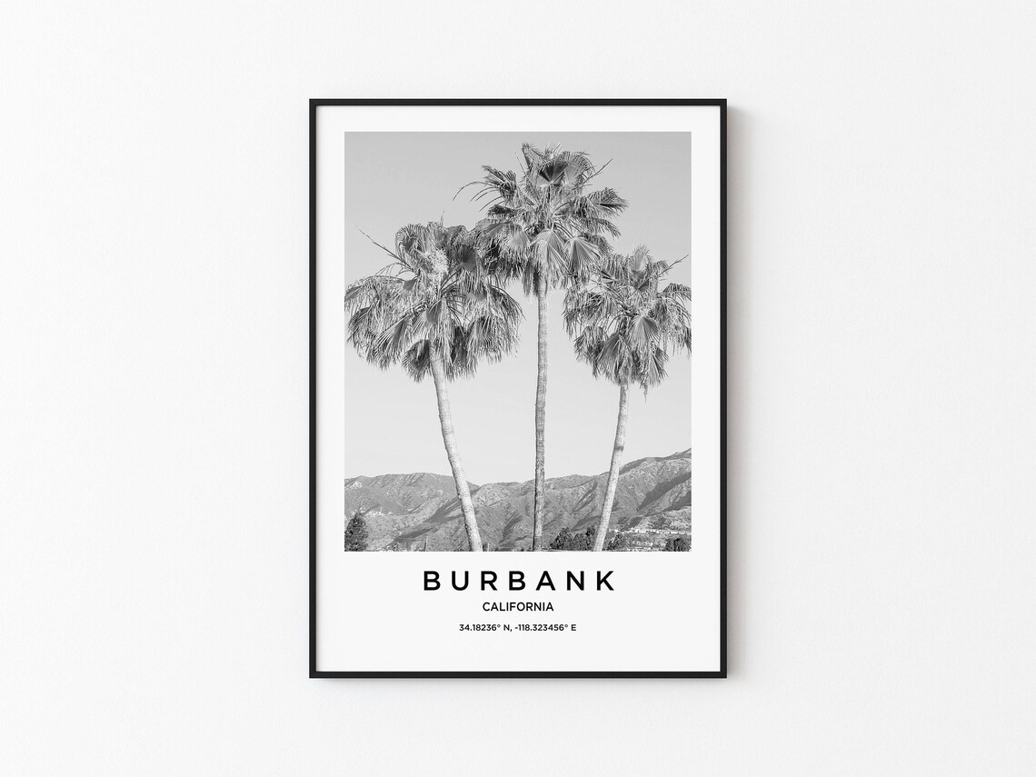 Burbank Travel Poster, City Map Art Print