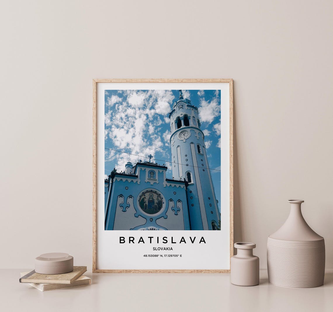 Bratislava Slovakia Blue Church Architecture Travel Photography Poster - Image 2