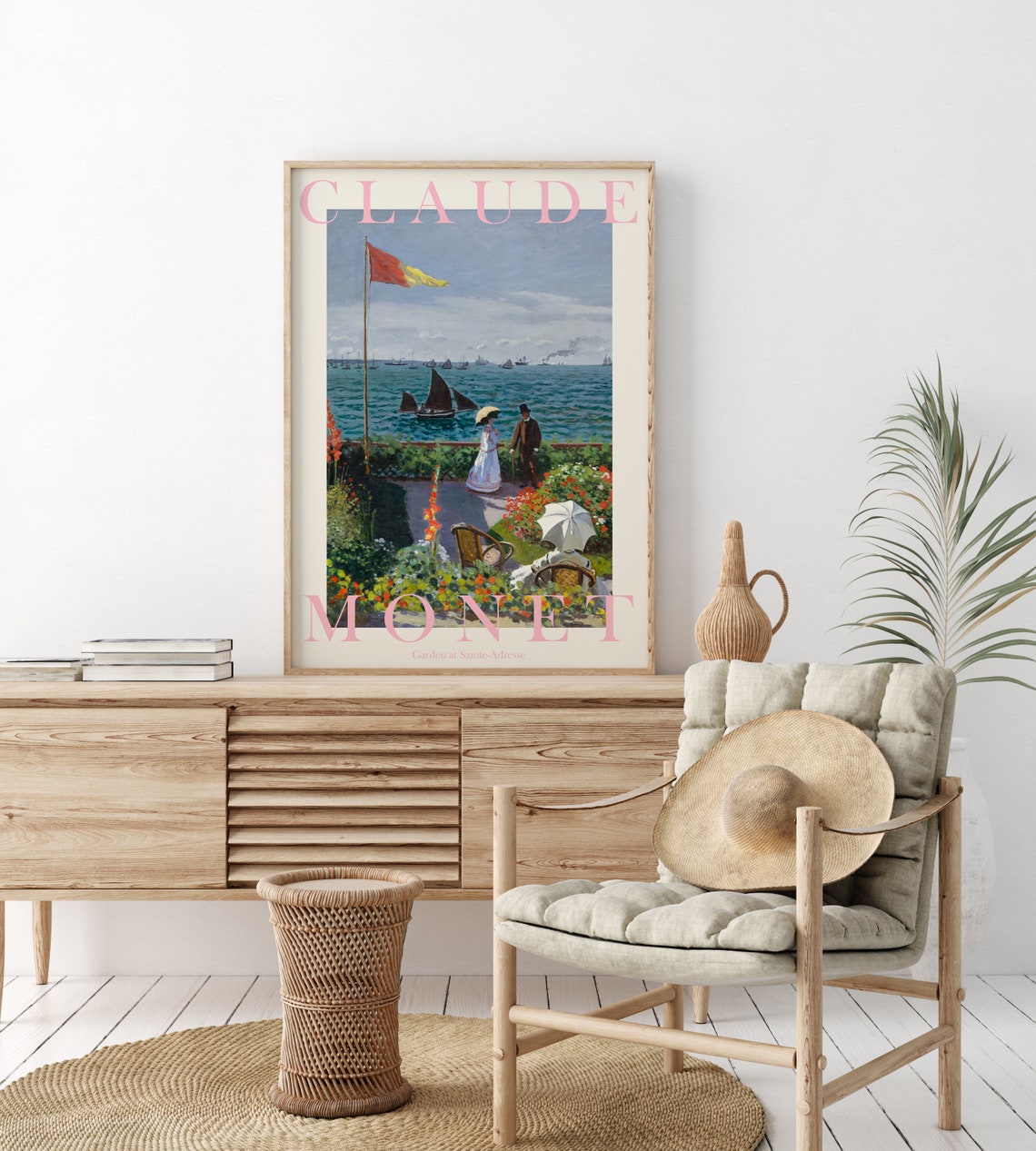 Claude Monet Garden at Sainte-Adresse Soft Seaside Cream Poster - Image 2