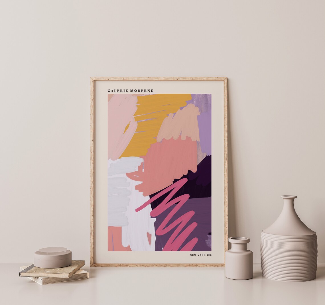 Galerie Moderne Purple Pink Orange Brushwork Eclectic Abstract Poster - Image 2