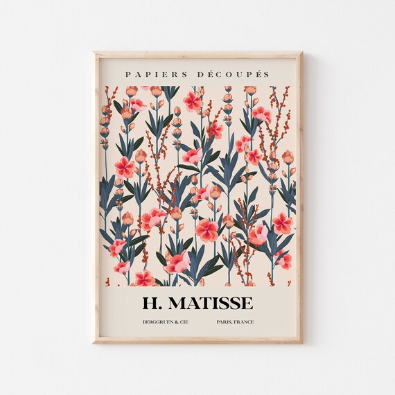 H Matisse Coral Wildflower Field Papiers Decoupes Paris Poster