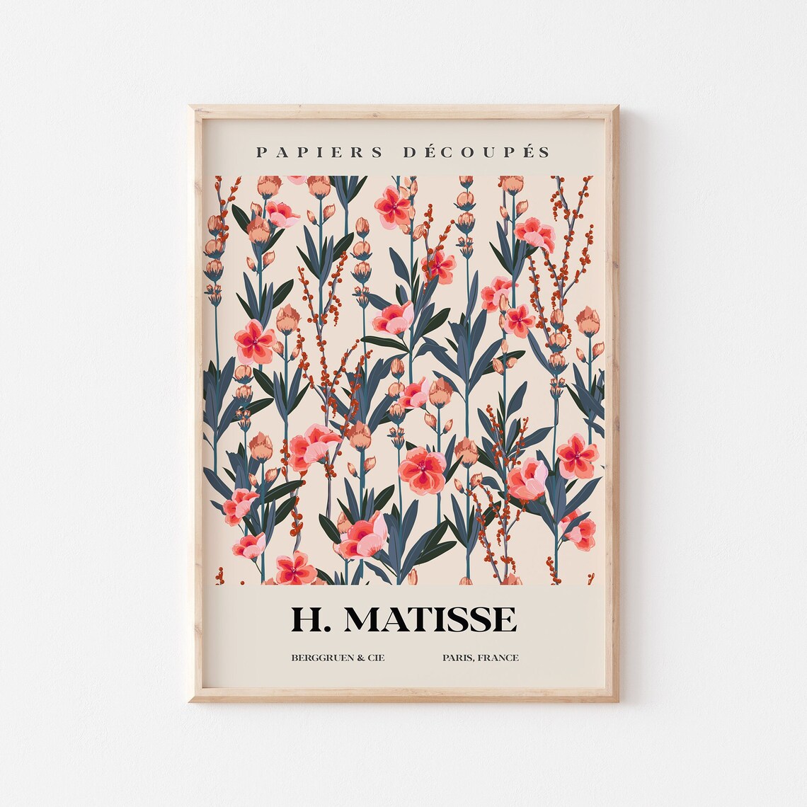 H Matisse Coral Wildflower Field Papiers Decoupes Paris Poster