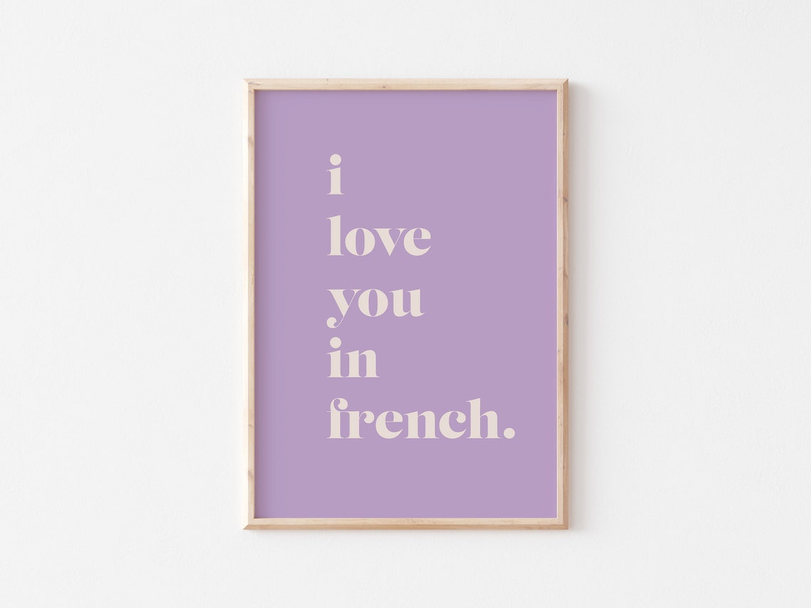 I Love You in French Lilac Serif Typography Romantic Quote Print - Image 3