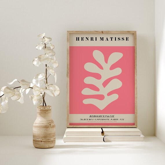 Henri Matisse Berggruen 1953 Exhibition Coral Cut Out Pink Poster