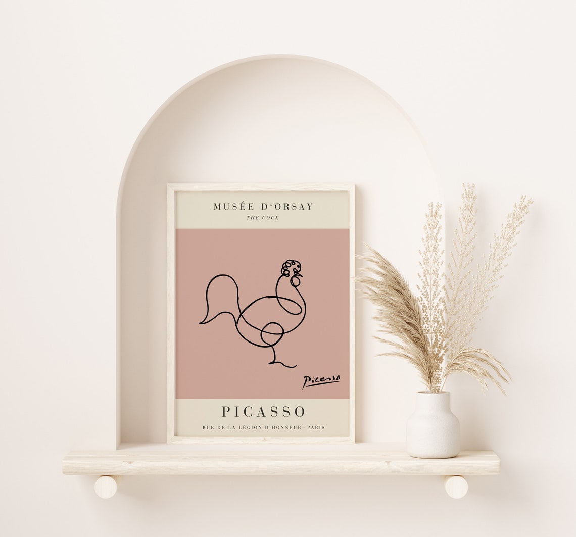 Pablo Picasso The Cock Minimalist Single Line Drawing Art Print - Image 2