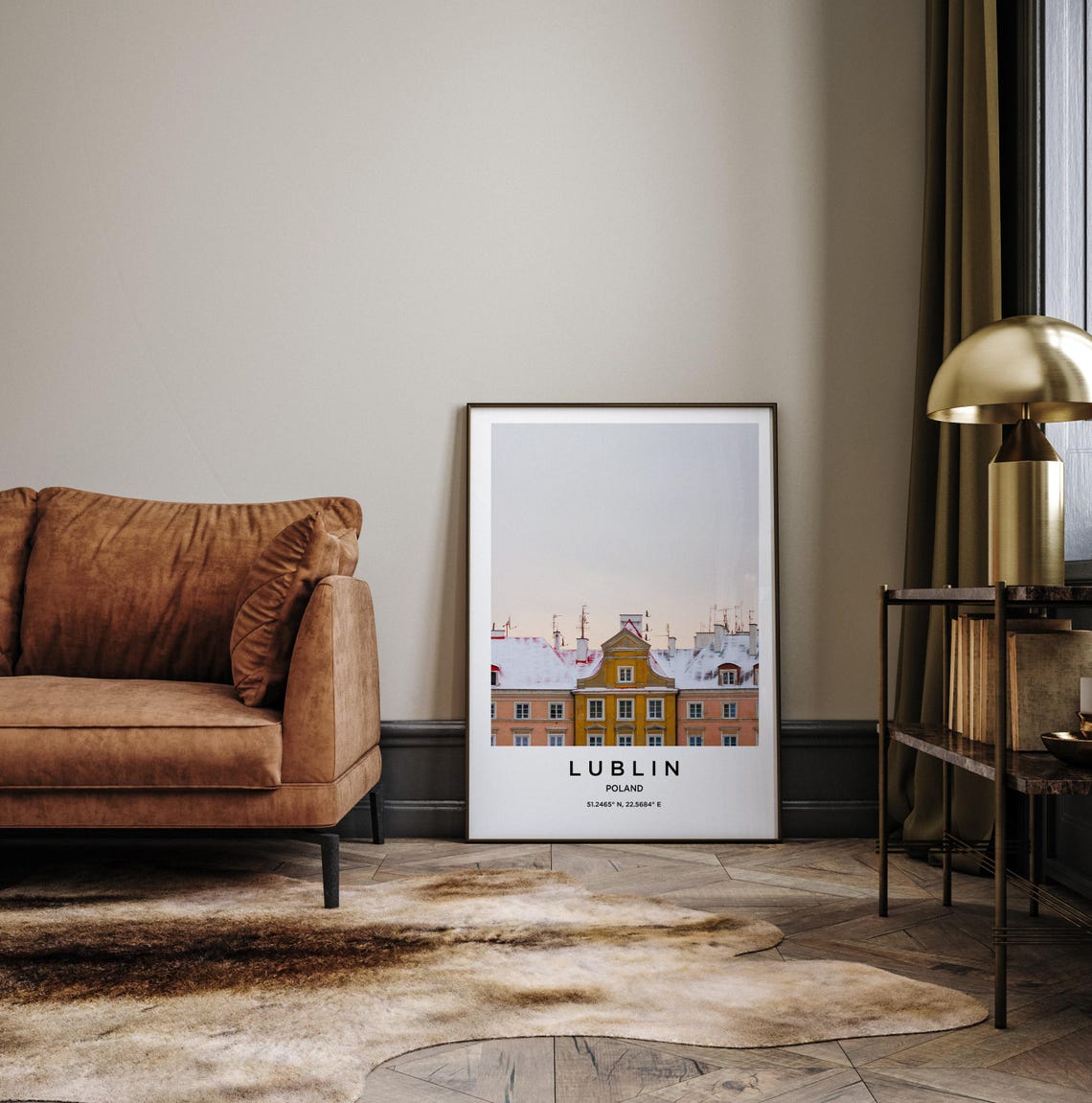 Lublin Poland Winter Snow Covered Old Town Rooftops View Poster - Image 3