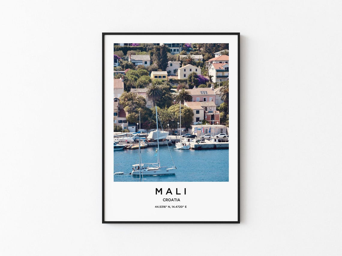 Mali Croatia Sunny Harbor Sailboats Hillside Town View Poster