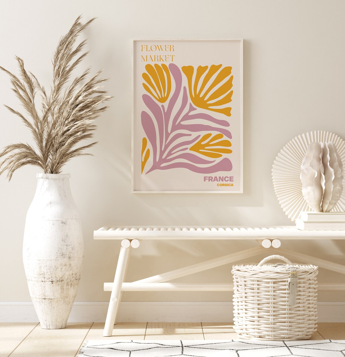 France Corsica Modern Graphic Cutout Leaf Flower Market Art Poster - Image 3