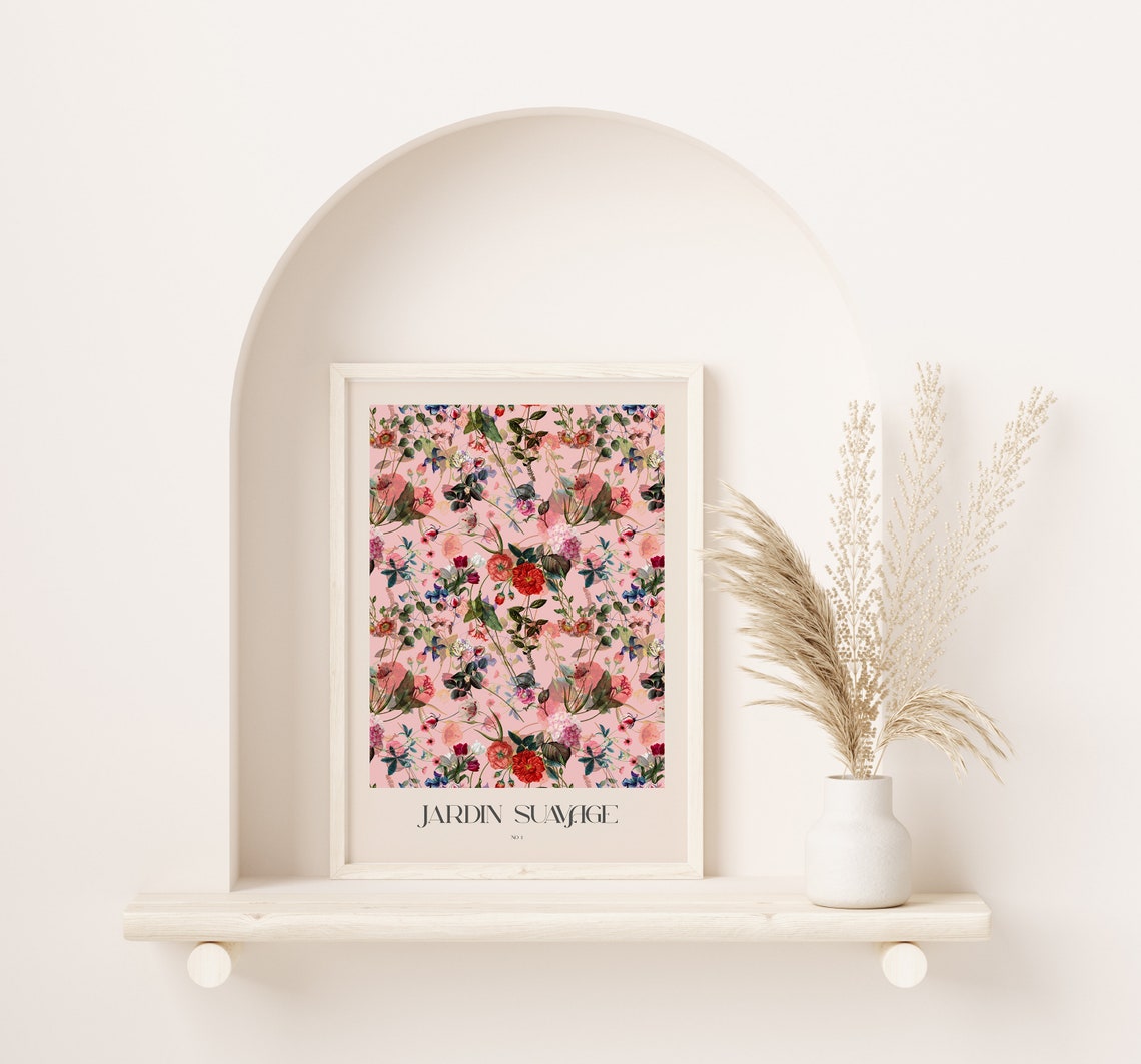 Jardin Sauvage No 1 Vintage Botanical Floral Blush Pink Poster - Image 2