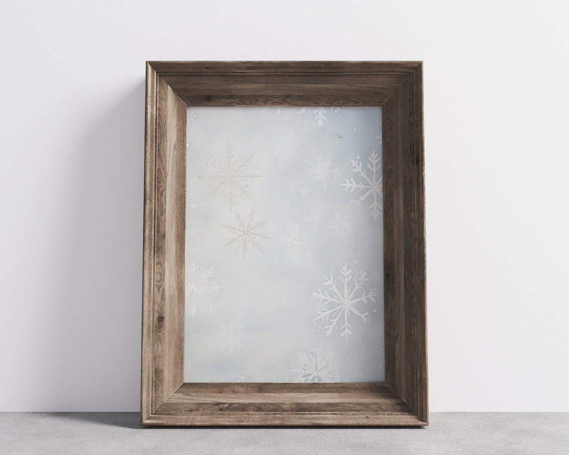 Snowflake Pattern Pale Blue Winter Vintage Delicate Frost Wall Poster - Image 3