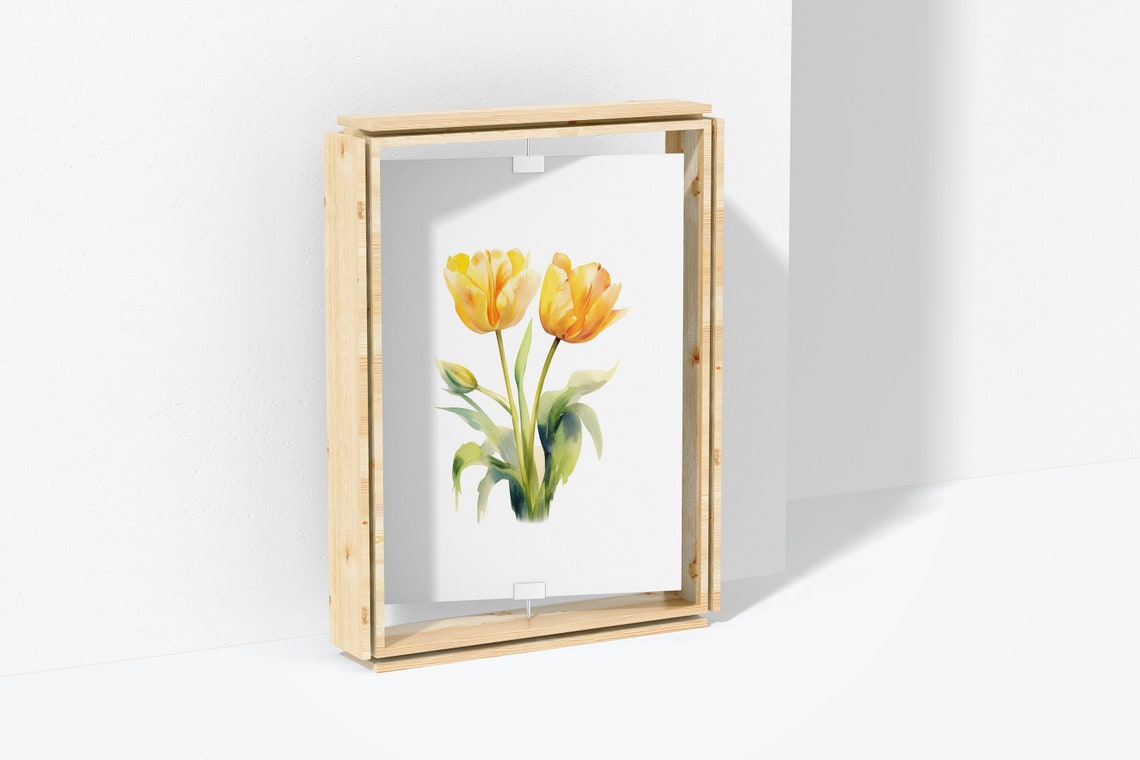 Yellow Tulip Watercolor Flower Minimalist Botanical Spring Poster - Image 4