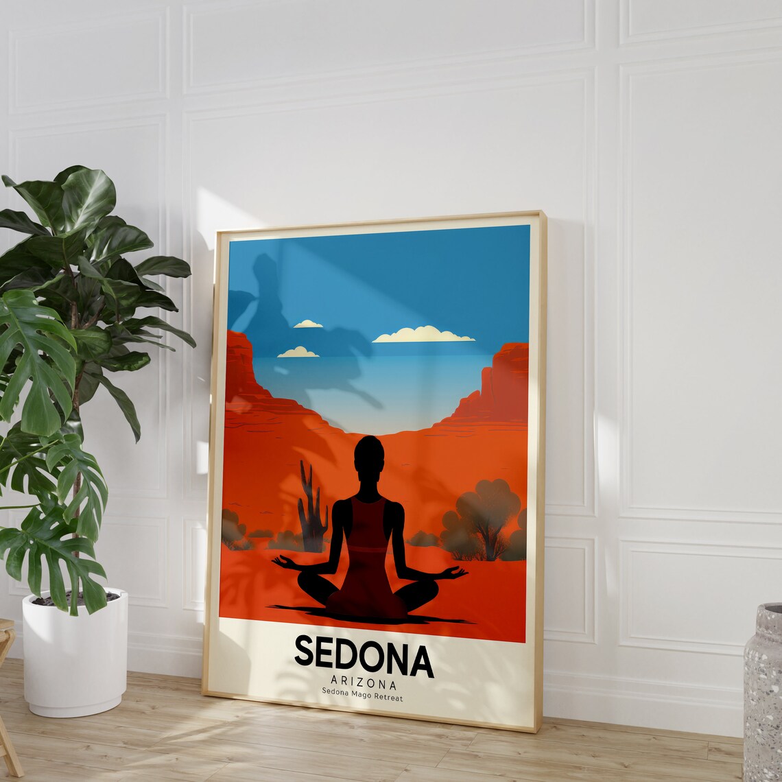 Sedona Arizona Retro Yoga Retreat Travel Poster Desert Sunset Art - Image 3