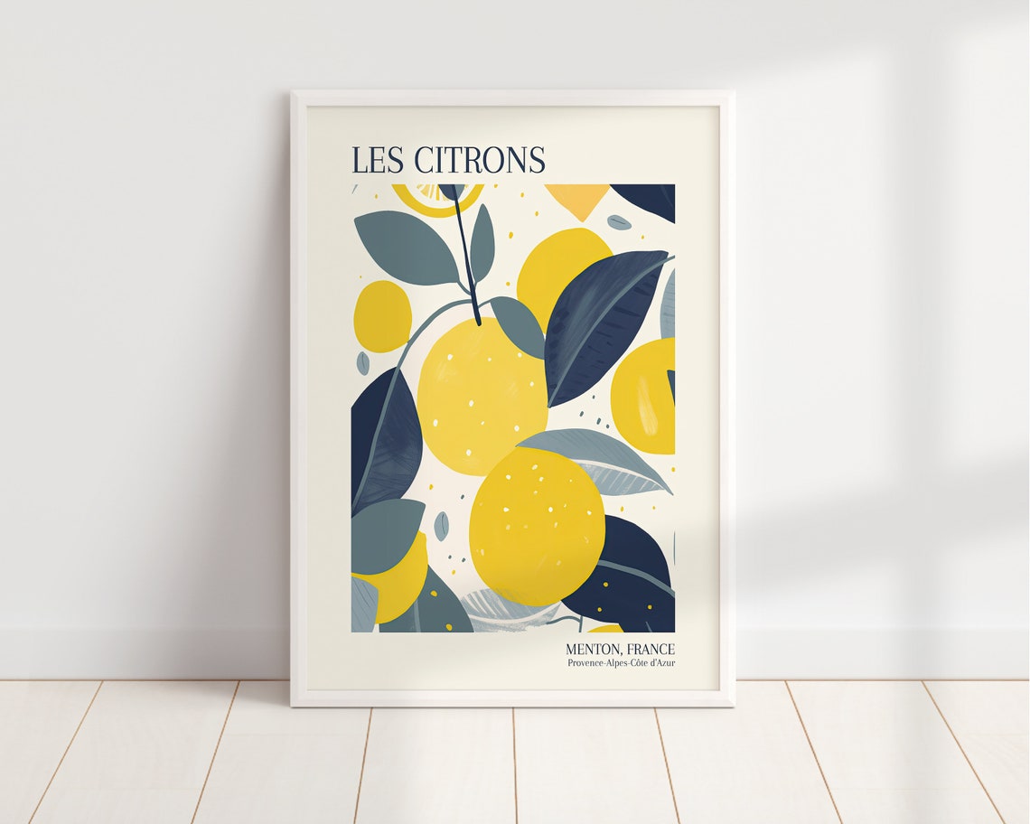 Les Citrons Menton France Lemon Citrus Boho Kitchen Art Poster - Image 2