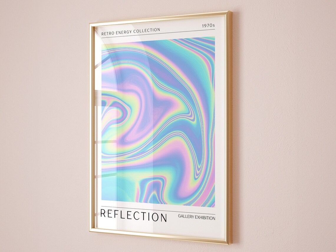 Reflection Iridescent Holographic Swirl Retro Energy 1970s Art Poster - Image 2