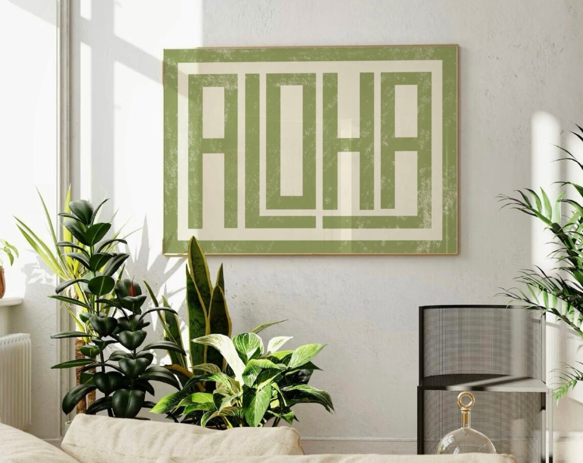 Aloha Typography Print, Retro Hawaiian Wall Art - Image 3