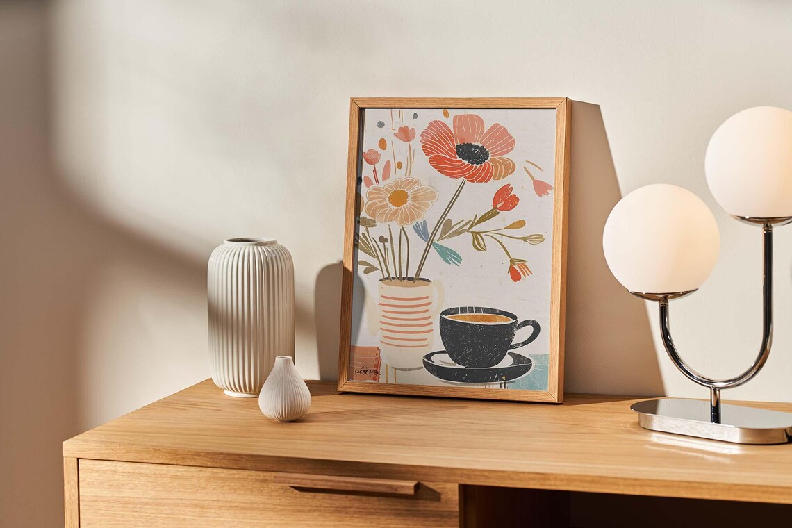 Flowers And Coffee Botanical Kitchen Poster - Image 2