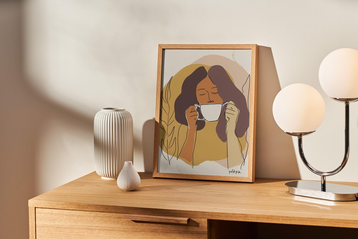 Woman Coffee Time - Cafe Wall Art Print - Image 3
