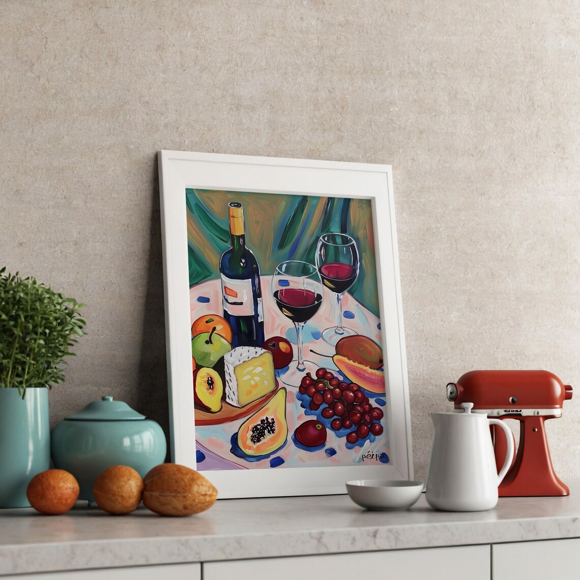 Wine Party Kitchen Wall Art Print - Image 3