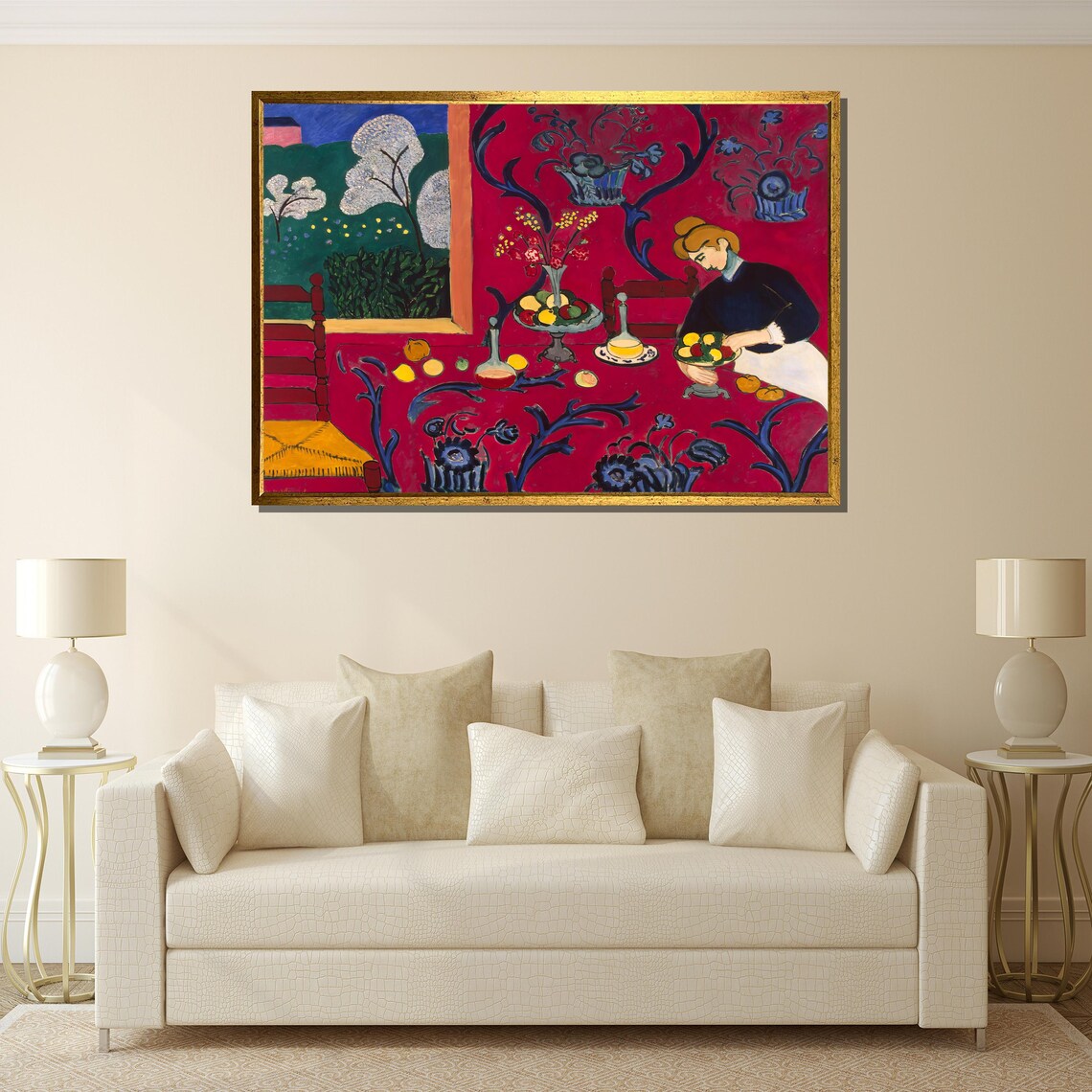 Matisse Style Red Interior Still Life With Woman And Fruit Poster - Image 4