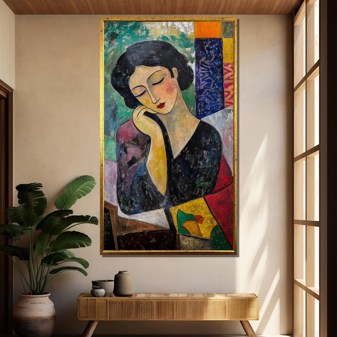 Abstract Woman Portrait Colorful Modern Cubist Style Painting Poster - Image 4