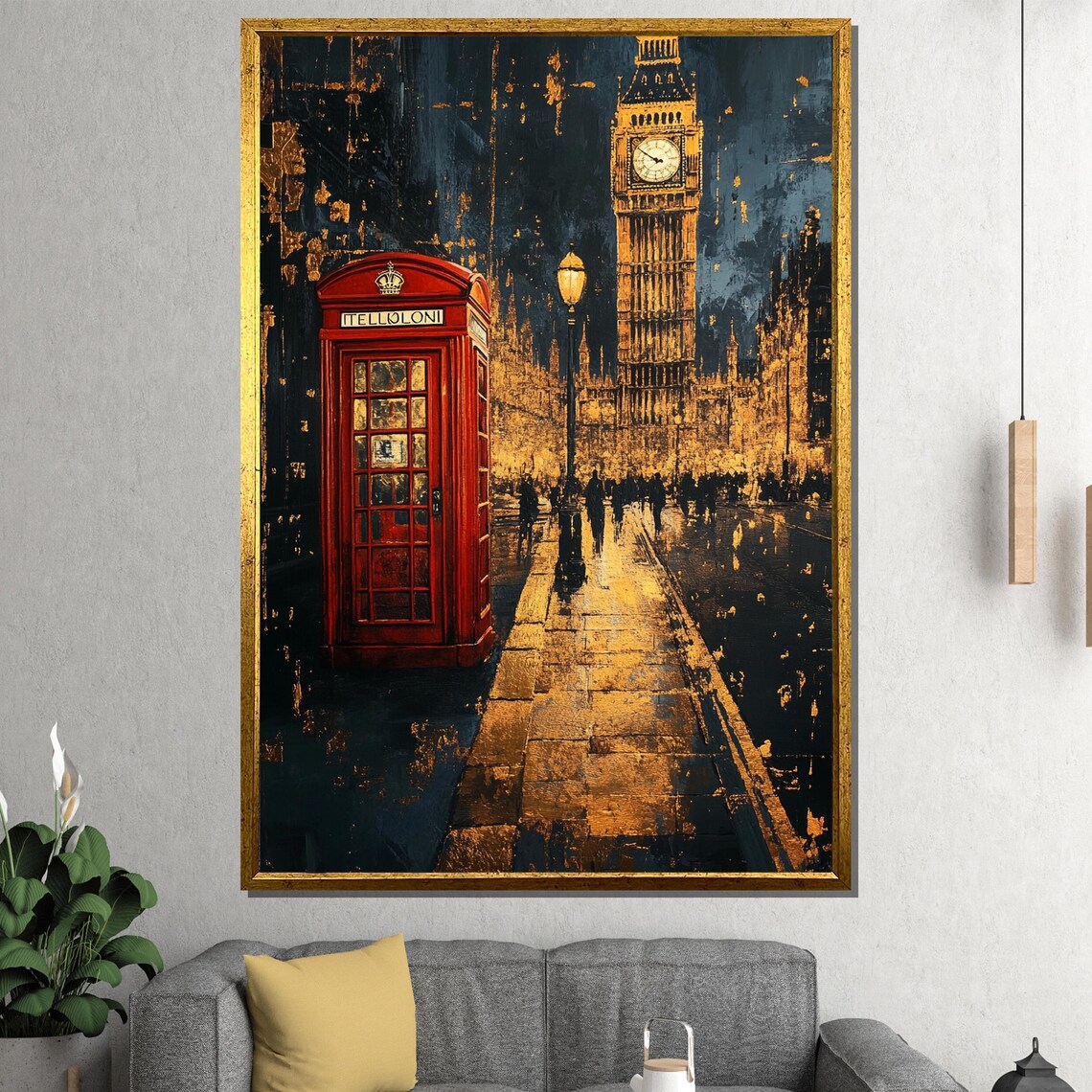 Big Ben And Red Phone Booth Golden Night London Street Poster
