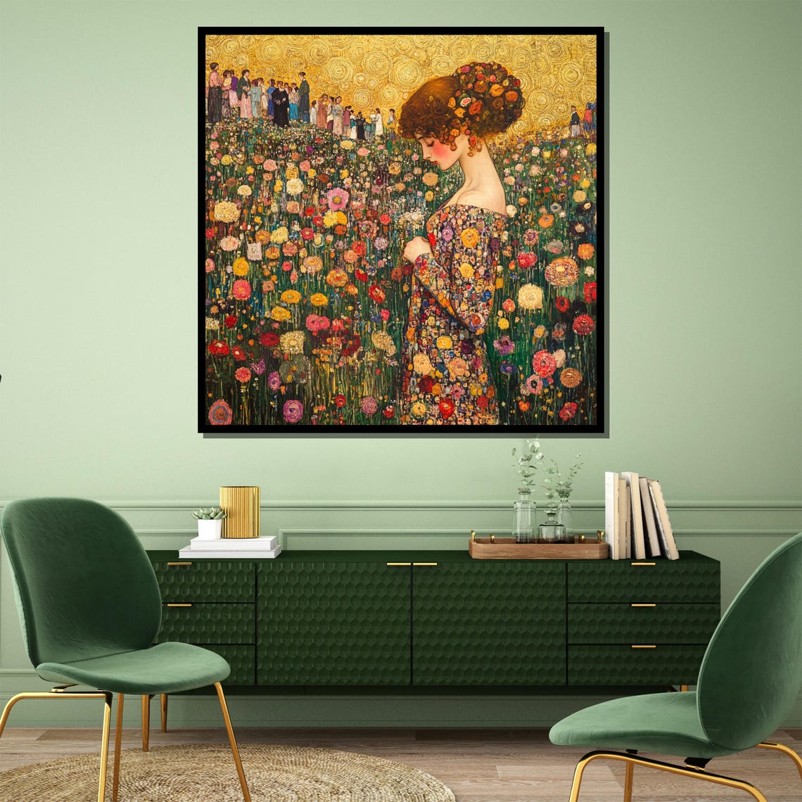 Klimt-Inspired Floral Woman Art Print, Nouveau Style - Image 3