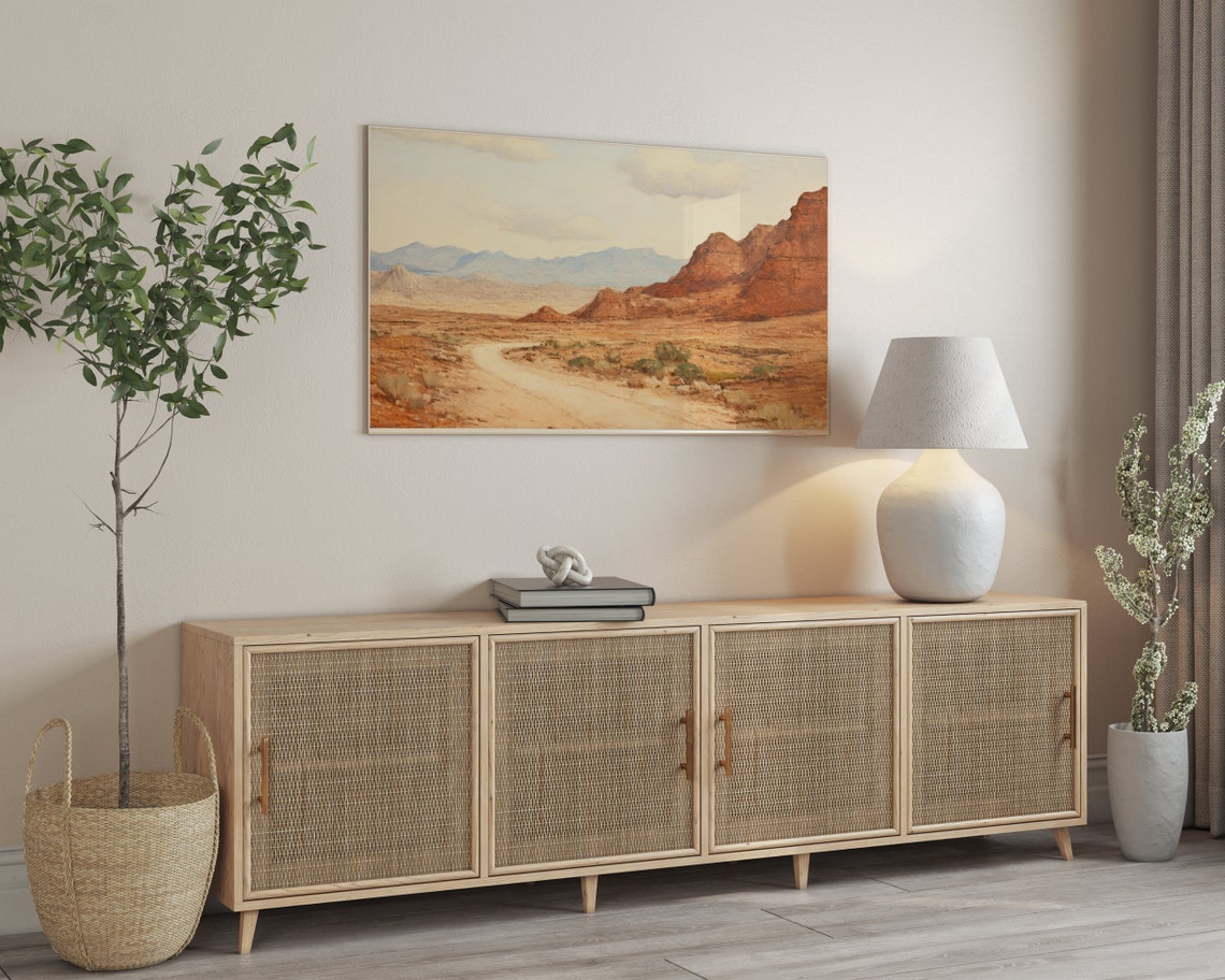 Desert Canyon Road Red Rock Landscape Frame TV Digital Art Poster - Image 3