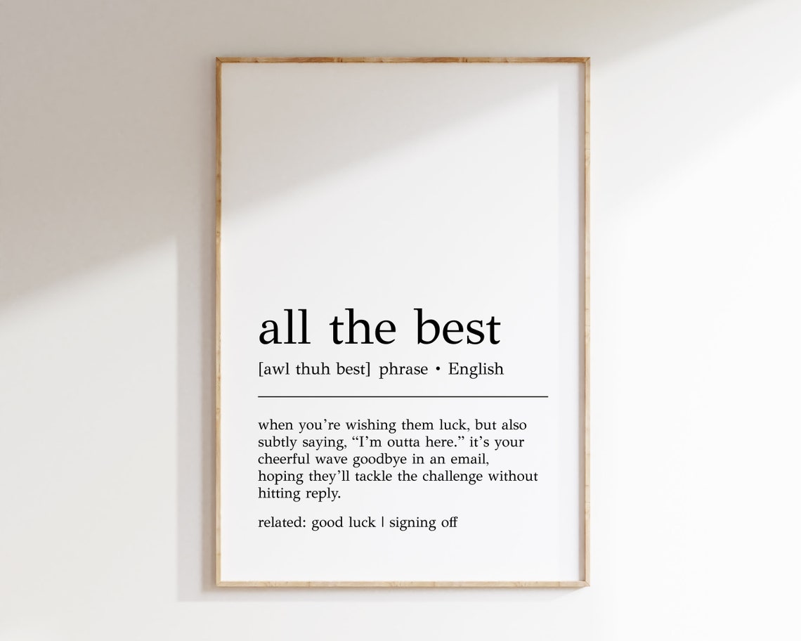 Funny All The Best Dictionary Definition Style Office Decor Print