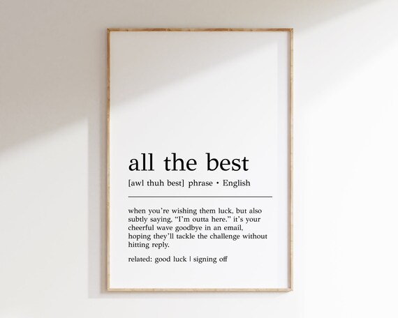 All The Best Definition Print Funny Office Wall Art Office Humor Decor Home Office Wall Art Print Cubicle Decor