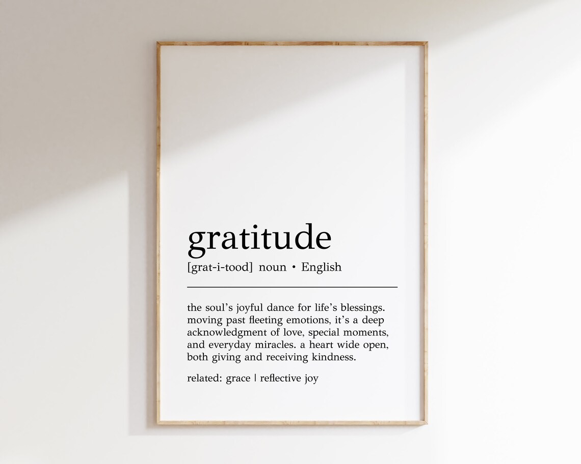 Gratitude Definition Art Print, Thanksgiving Decor