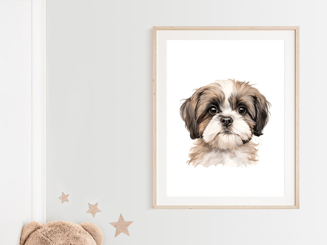 Shih Tzu Nursery Print Animal Print Baby Shih Tzu Nursery Wall Art Shih Tzu Decor Dog Print Dog Wall Art Dog Nursery Decor - Image 2