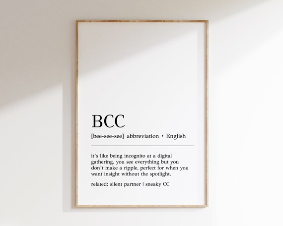 Bcc Definition Print Funny Office Decor Bcc Print Funny Office Wall Art Home Office Wall Art Email Wall Art Print