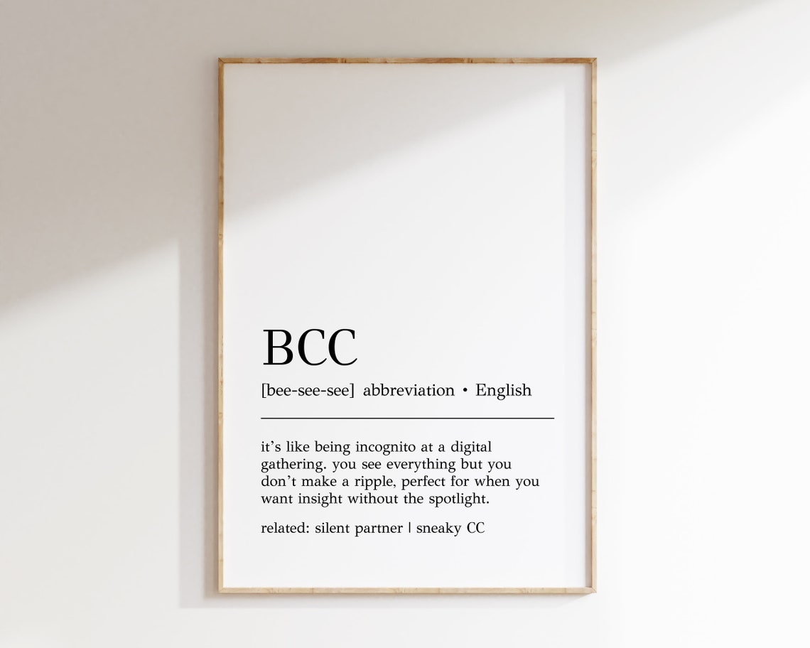 Bcc Definition Print Funny Office Decor Bcc Print Funny Office Wall Art Home Office Wall Art Email Wall Art Print