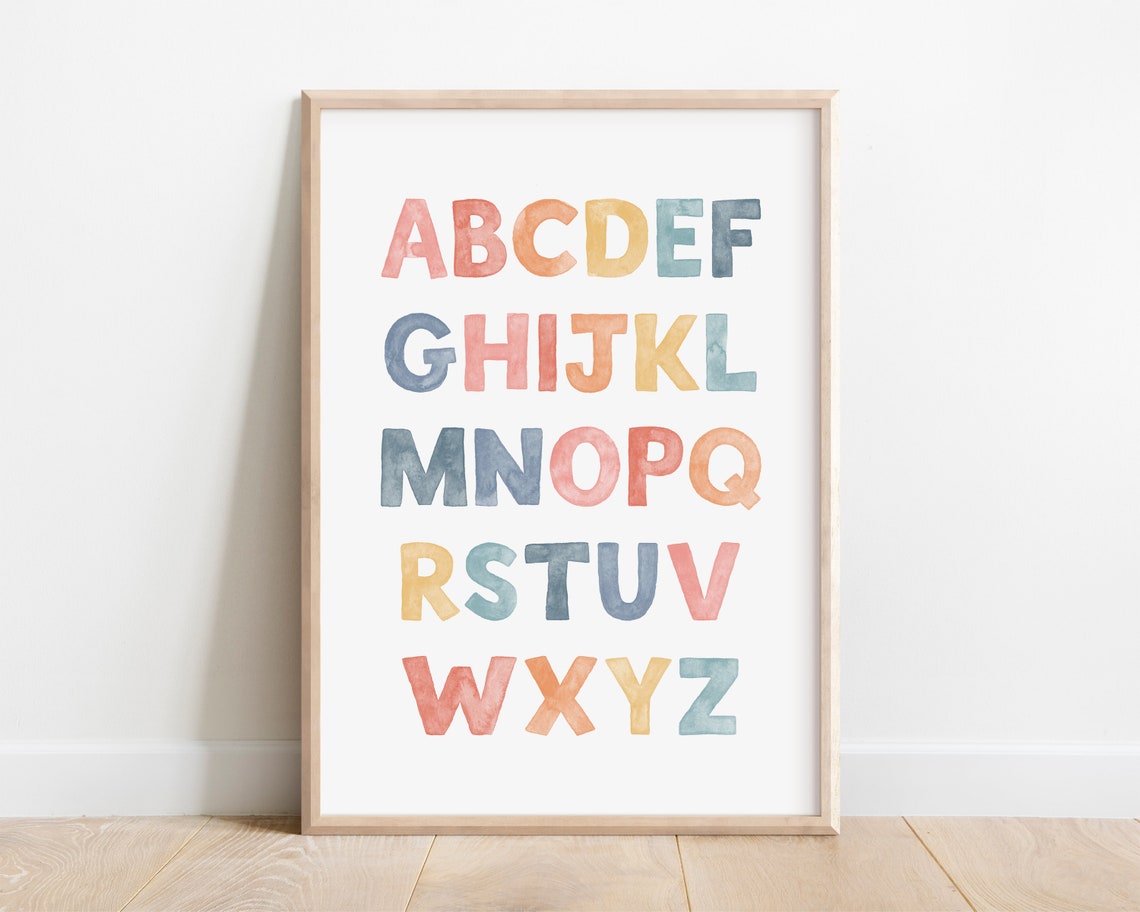 Boho Rainbow Alphabet Print Print Educational Wall Art Nursery Wall Decor Boho Alphabet Nursery Print Educational Print