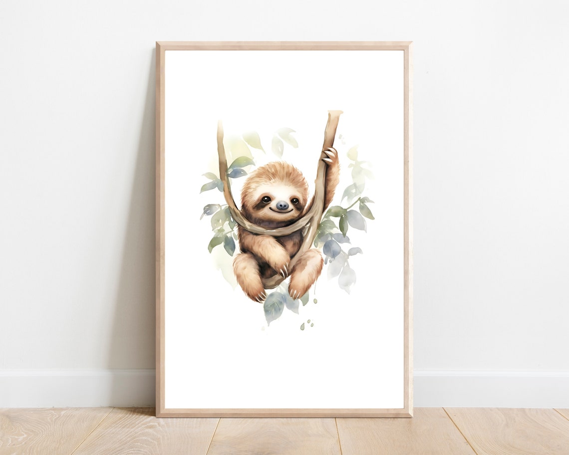 Sloth Nursery Decor Digital Print Animal Jungle Nursery Decor Sloth Nursery Wall Art Jungle Nursery Decor Sloth Nursery Print
