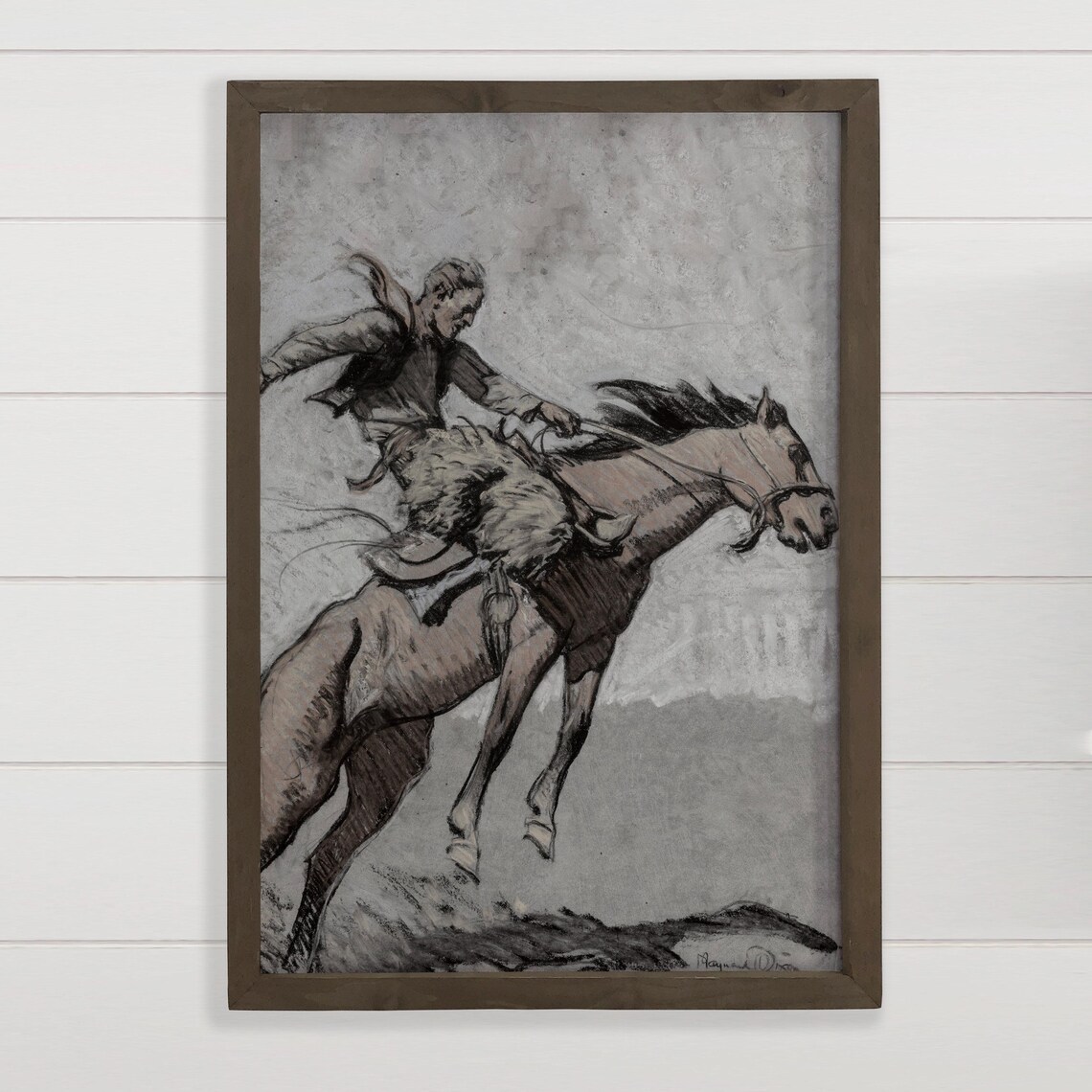 Cowboy Bronco Buster, Ranch House Wall Art Print