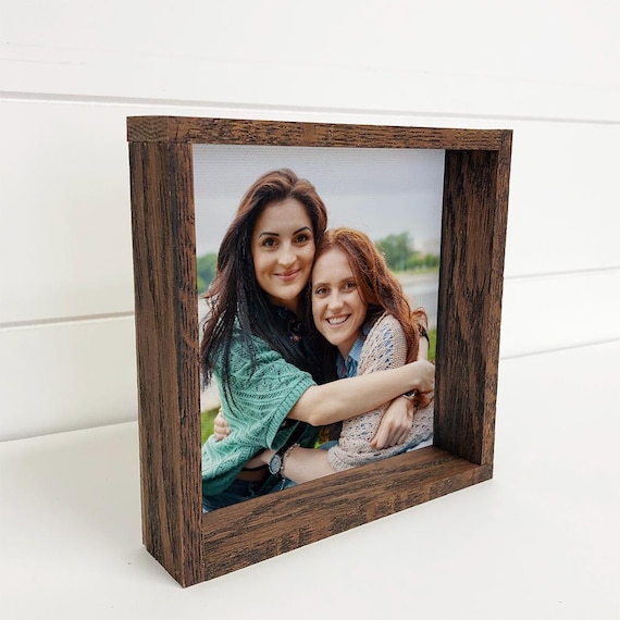 Best Friends Two Women Hugging Photo Wood Framed Canvas Poster