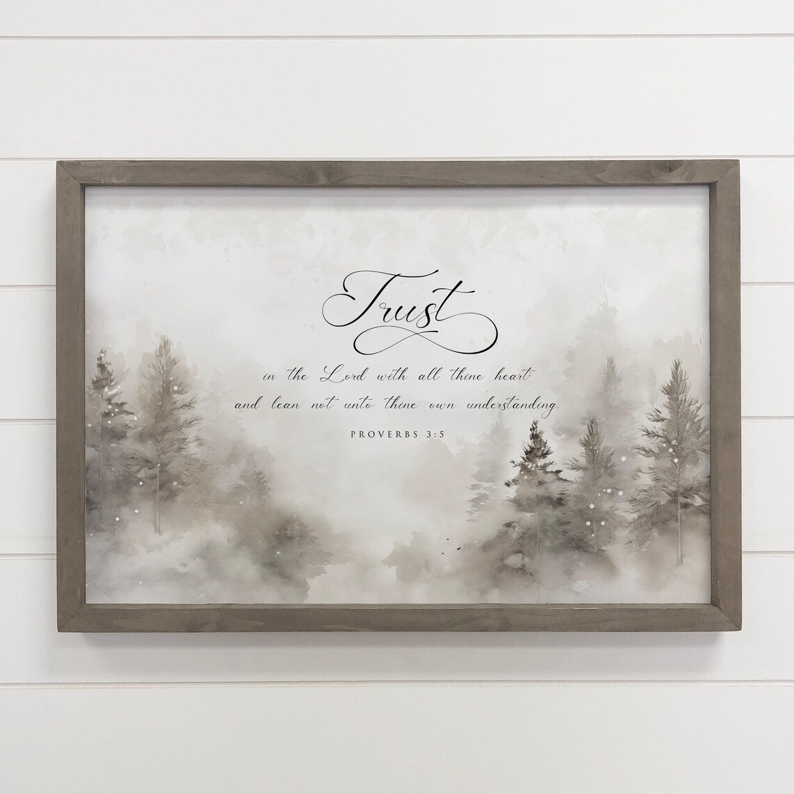 Christian Quote Framed Art Trust In The Lord Scripture Canvas Wood Decor