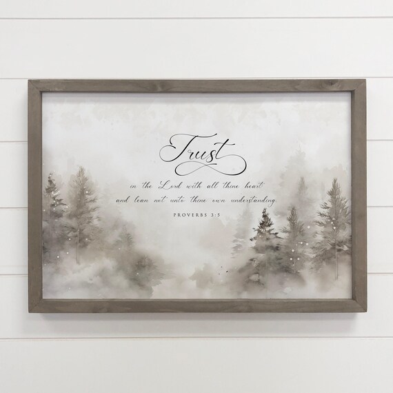 Christian Quote Framed Art Trust In The Lord Scripture Canvas Wood Decor