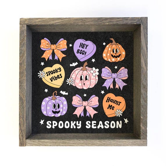 Spooky Season Cute Halloween Canvas Art Framed