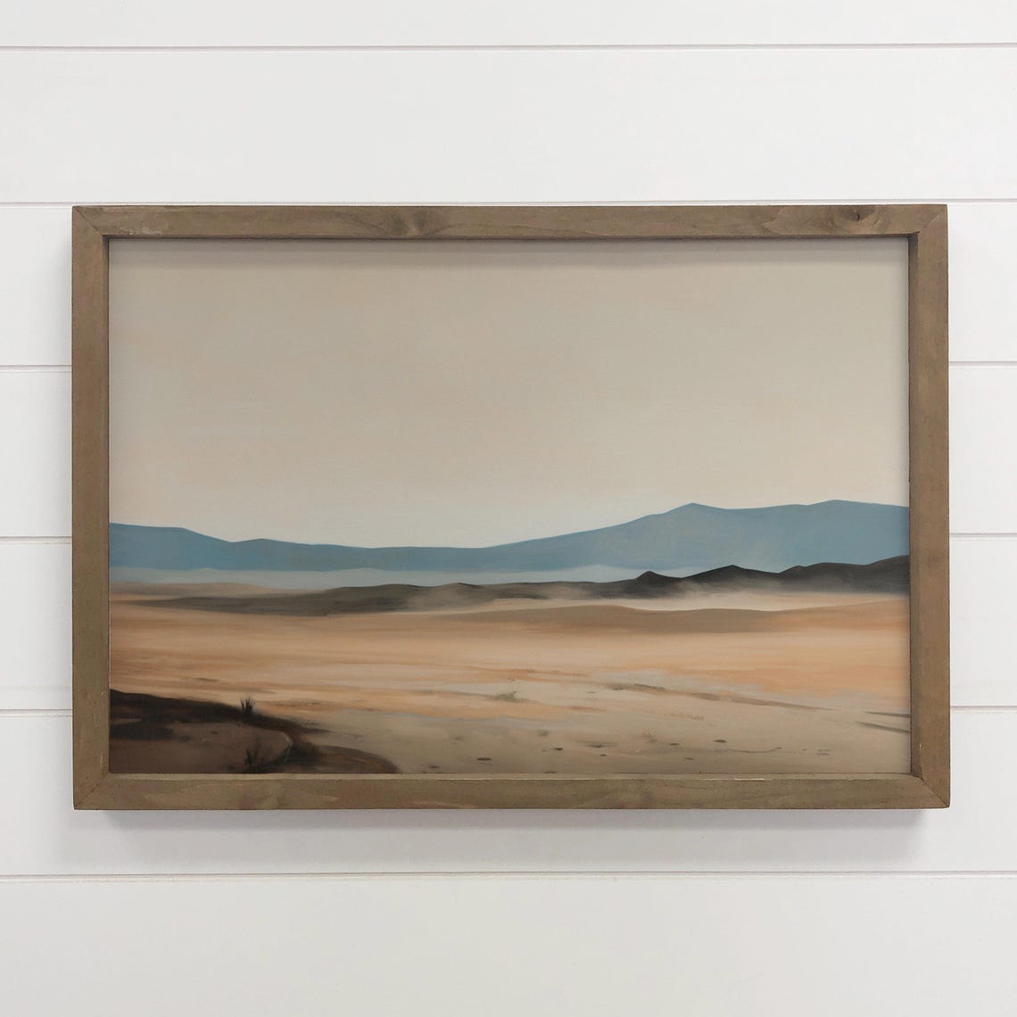 Blue Beige Desert Landscape Painting Framed Nature Wall Art Decor