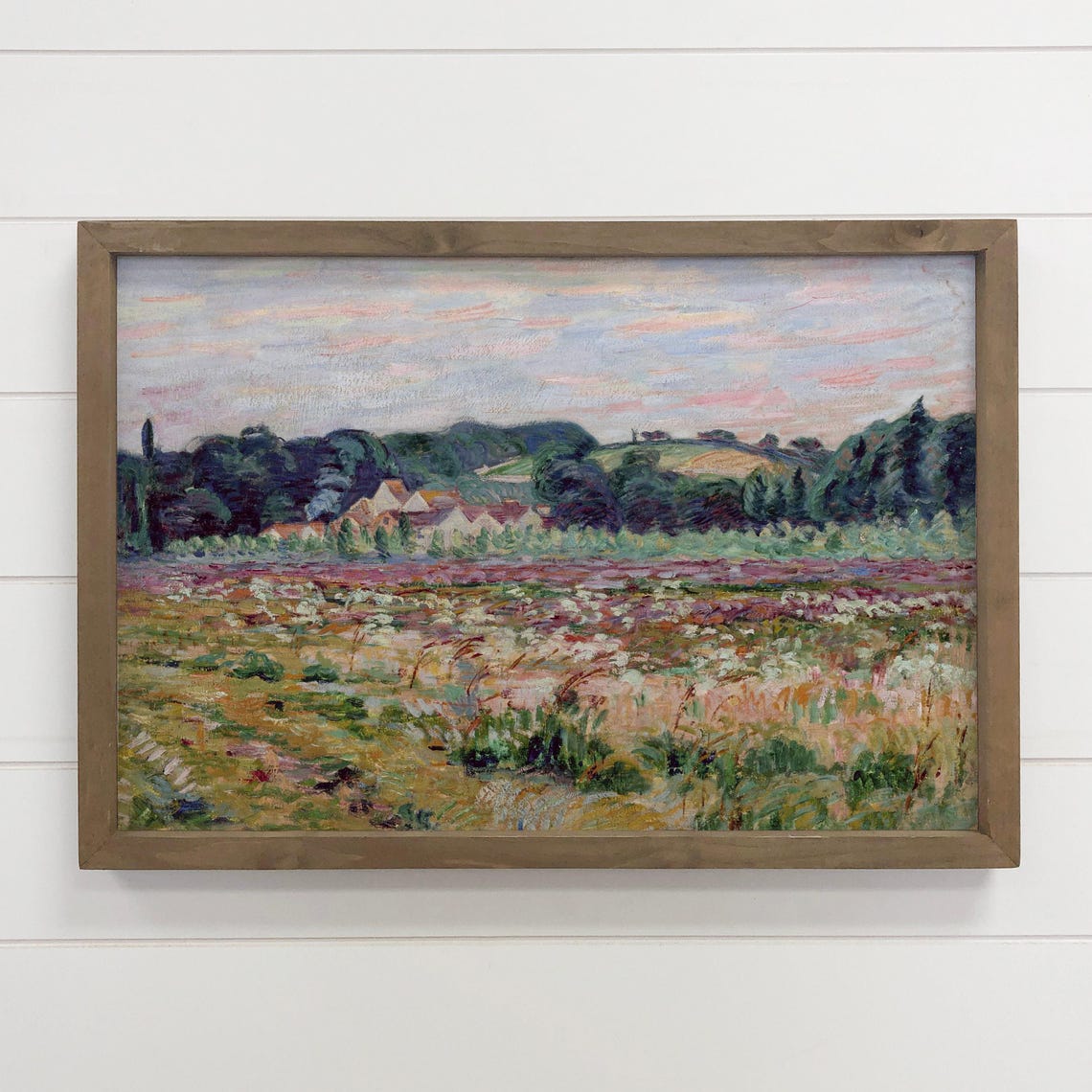 Impressionist Prairie Village Countryside Landscape Art Print