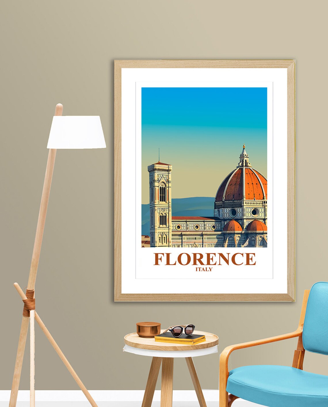 Florence Italy Cathedral Dome Bell Tower Sunset Vintage City Poster - Image 3