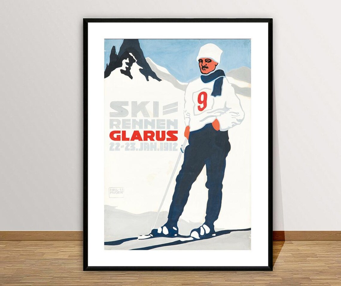 Ski Rennen Glarus 1912 Vintage Swiss Alpine Ski Race Sport Poster - Image 3