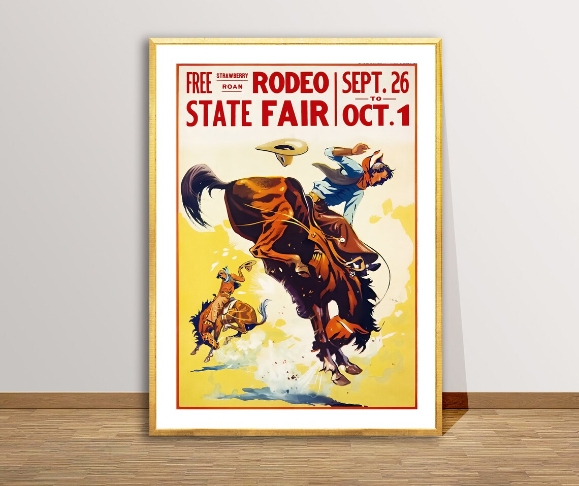 Rodeo State Fair Vintage Western Sport Poster