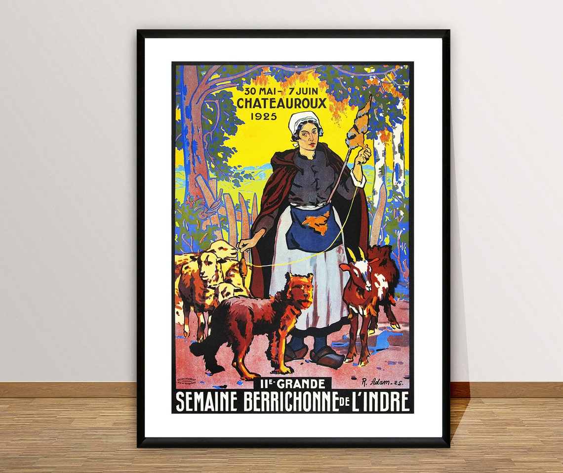 Chateauroux 1925 Semaine Berrichonne Shepherdess Vintage Poster