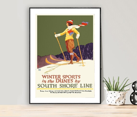 Winter Sports In The Dunes, Vintage Sport Poster