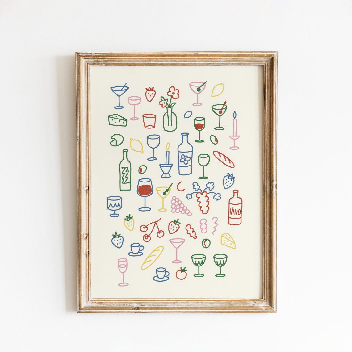 Cocktail Fruit Colorful Bar Illustration Modern Art Drink Poster