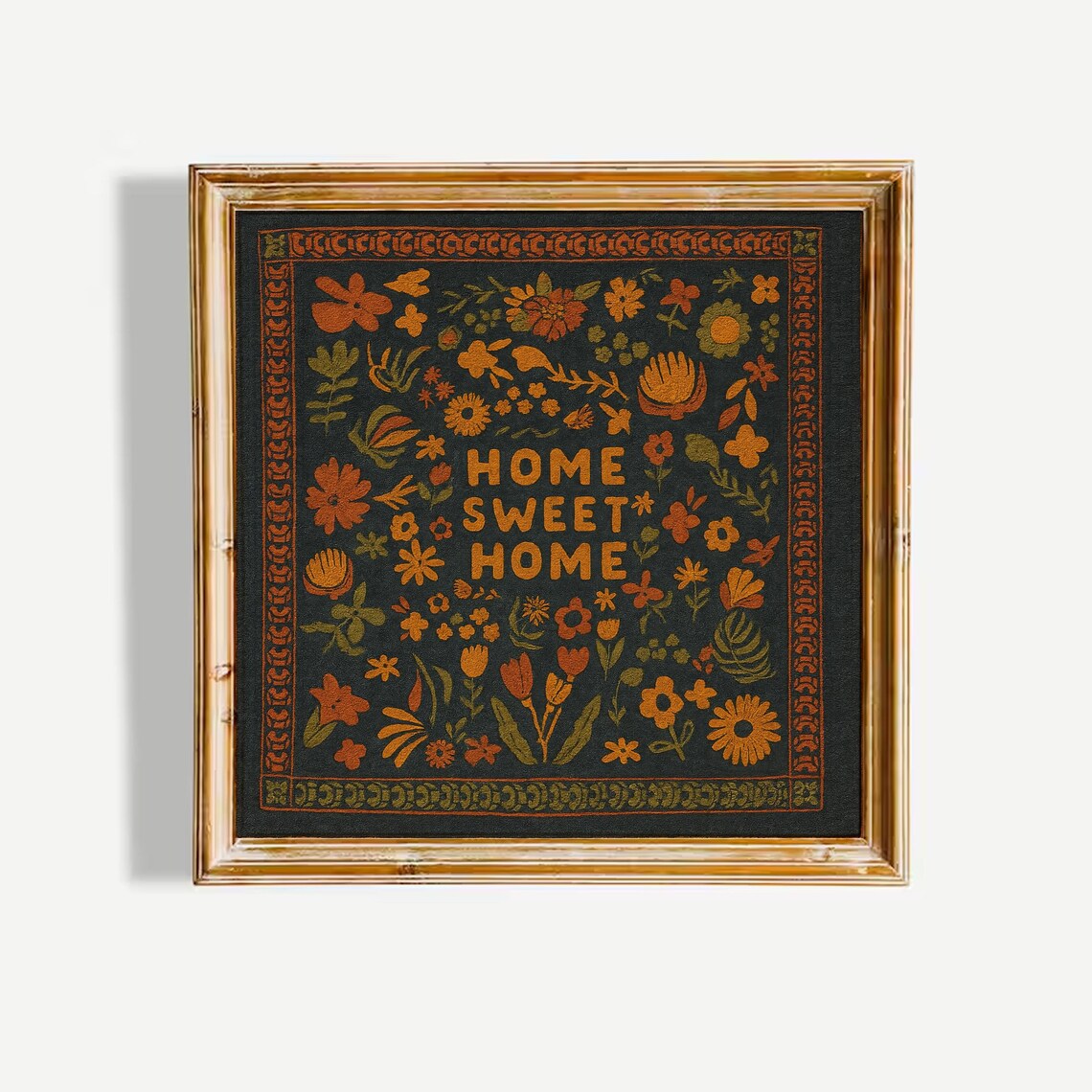 Home Sweet Home Folk Art Floral Cozy Rustic Wall Decor Poster