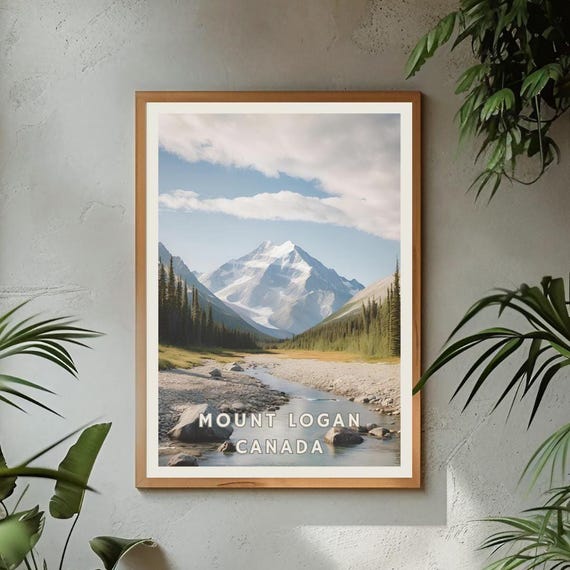 Mount Logan Canada Poster Yukon Mountain Range Wall Art Canadian Wilderness Print Mountaineering Adventure Decor Nature Landscape
